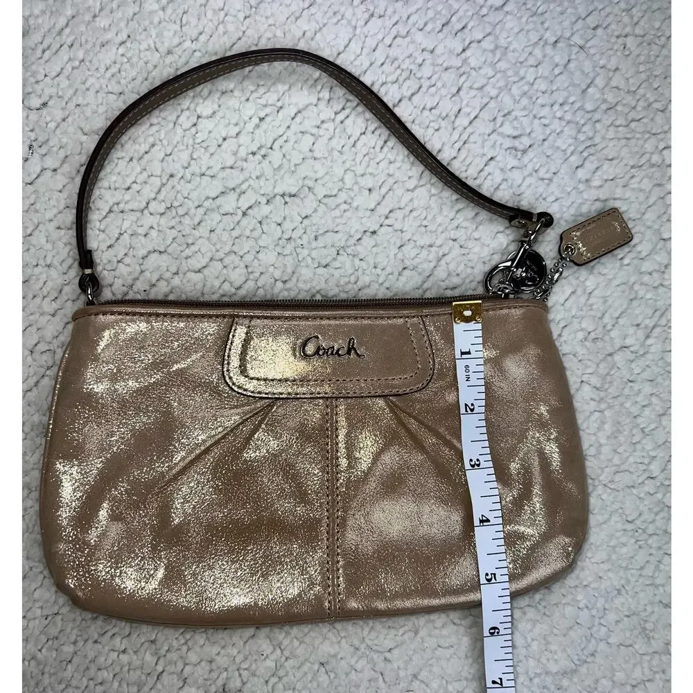 Coach Gold Metallic Large Wristlet Clutch Purses